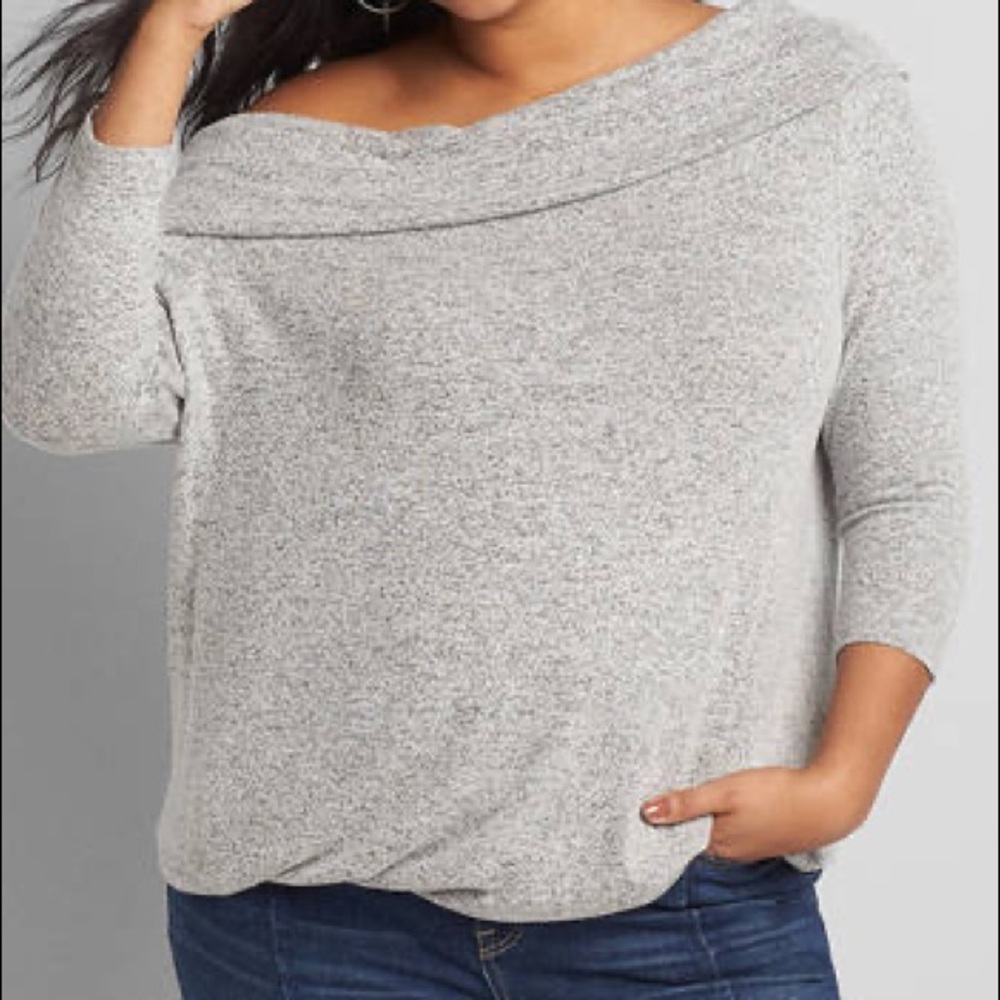 Lane Bryant Grey one-shoulder top - Size 10/12